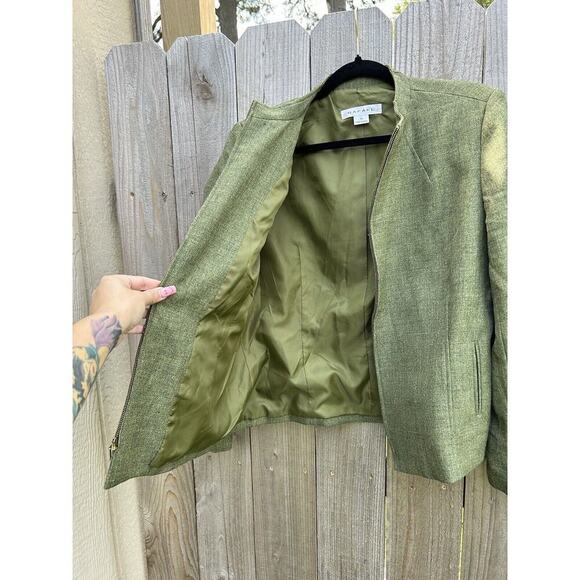 Rafael Woman’s Jacket Blazer full zip Green Career Dress Size 14 Fall Winter - Picture 7 of 8